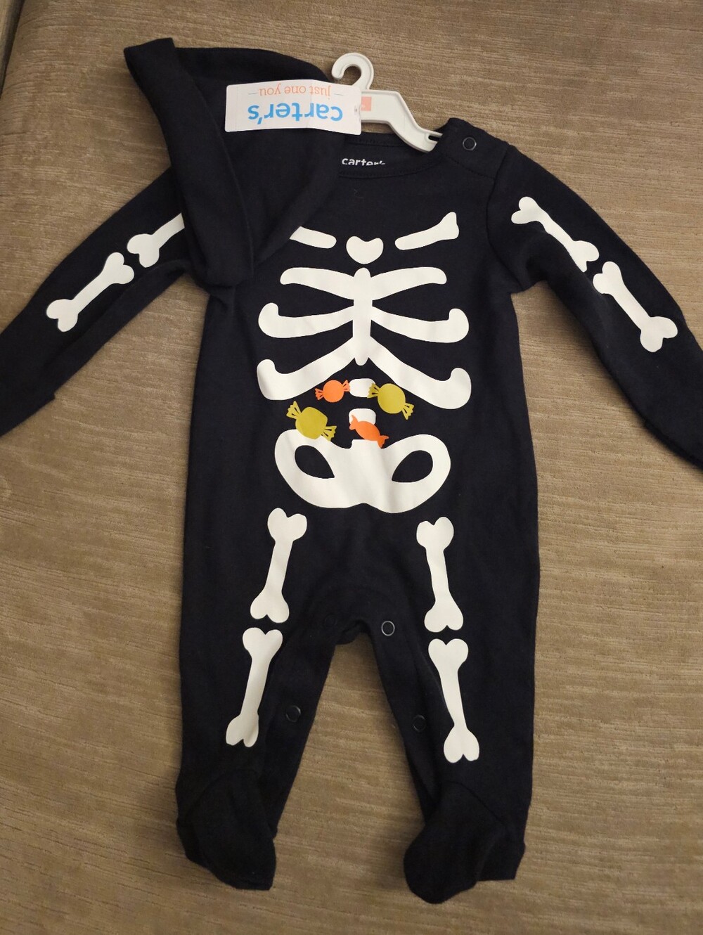 NWT Carter's Just One You Skeleton Halloween Footie Pajamas Costume Newborn
